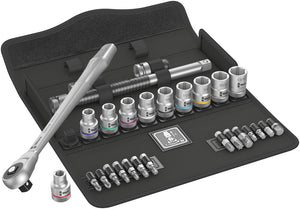 Wera 8100 SC 10 Zyklop Metal Ratchet Set with push-through square, 1/2" drive, imperial 05004080001