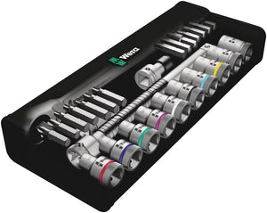 Wera 8100 SC 10 Zyklop Metal Ratchet Set with push-through square, 1/2" drive, imperial 05004080001