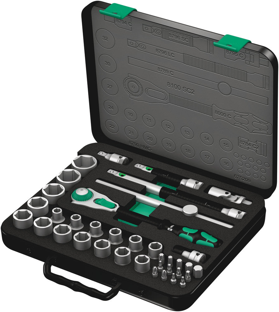 Wera 8100 SC 2 Zyklop Speed Ratchet Set, 1/2" drive, metric 05003645001