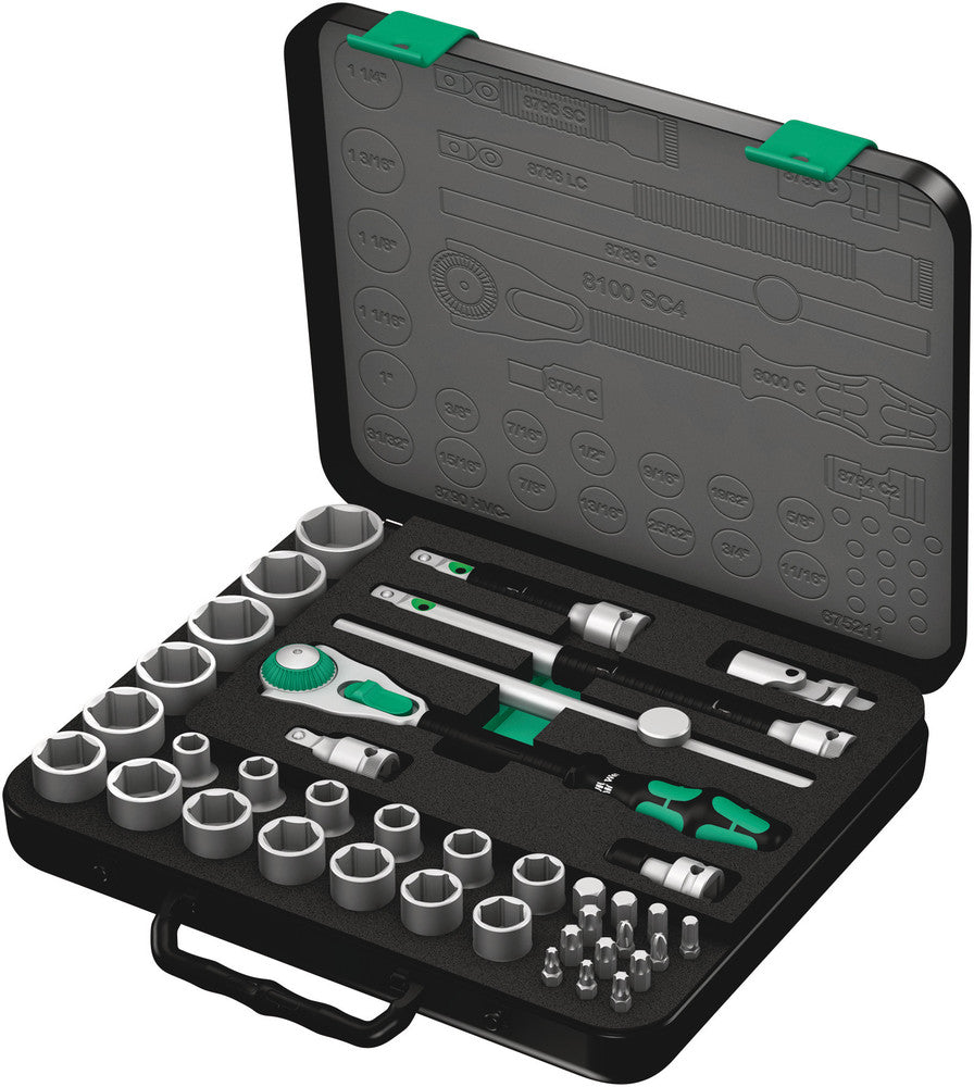 Wera 8100 SC 4 Zyklop Speed Ratchet Set, 1/2" drive, imperial 05003647001