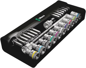 Wera 8100 SC 7 Zyklop Metal Ratchet Set with push-through square, 1/2" drive, metric 05004077001