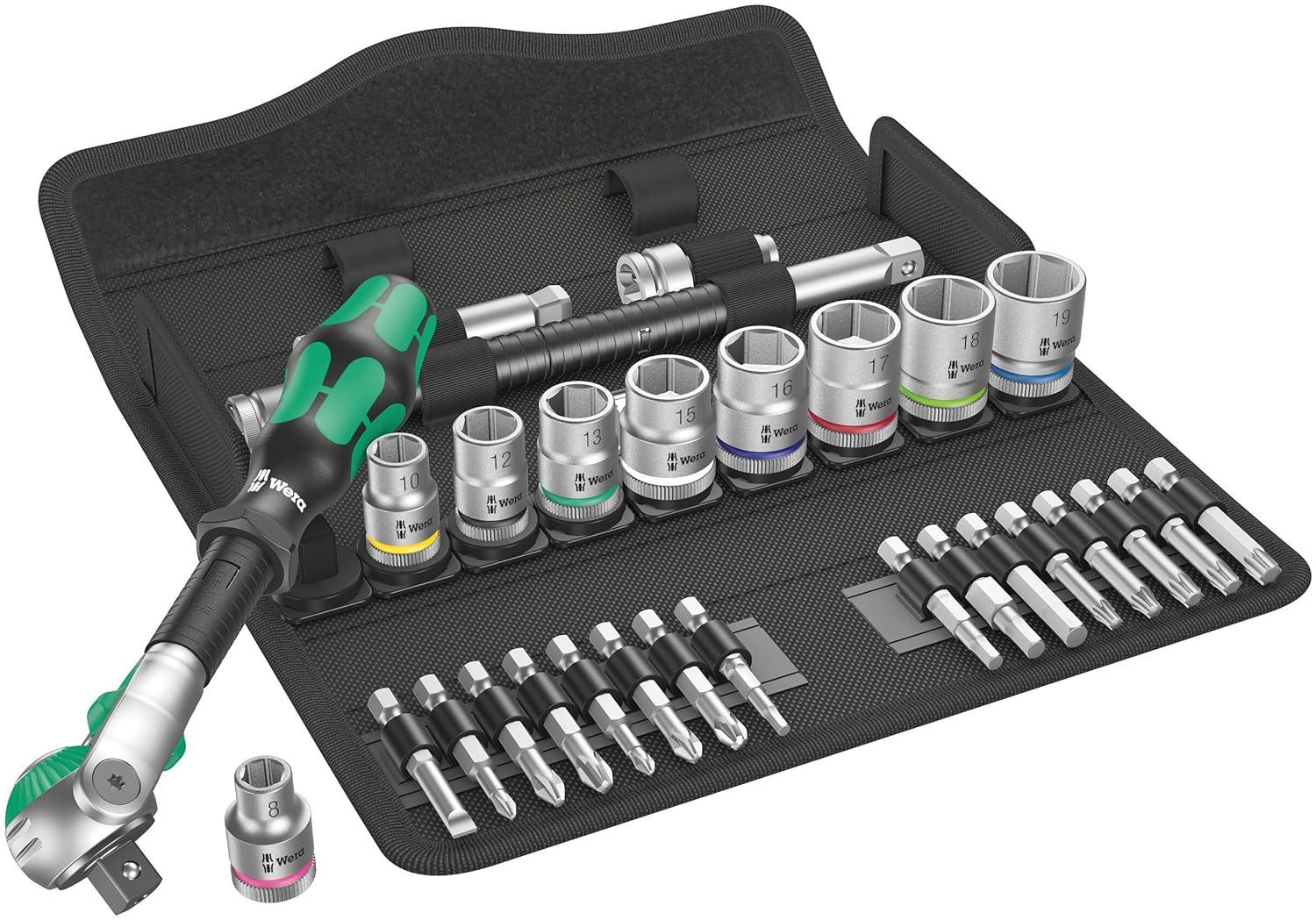 Wera 8100 SB 6 Zyklop Speed Ratchet Set, 3/8" drive, metric, 29 pieces (4013288173911) - Apollo Industries 