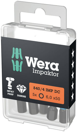 Wera 840/4 IMP DC Hex-Plus DIY Impaktor bits 05057646001