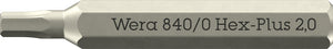 Wera 840/0 Hex-Plus Micro bits for hexagonal socket head screws 05058111001