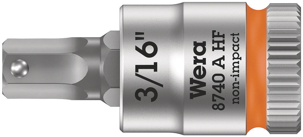 Wera 8740 A HF Zyklop bit socket with holding function, 1/4" drive 05003386001
