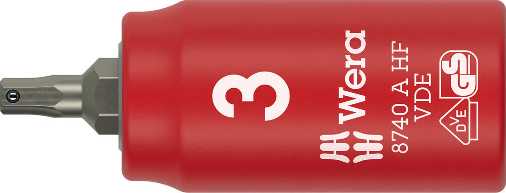 Wera 8740 A VDE HF Zyklop Bit socket, insulated, with 1/4" drive, with holding function for hexagonal socket screws 05005900001