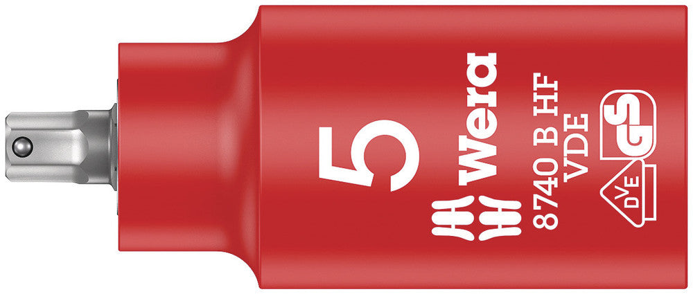 Wera 8740 B VDE HF Zyklop Hex bit socket, insulated, with holding function, 3/8" drive 05004901001