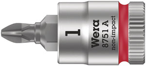 Wera 8751 A Phillips Zyklop bit socket, 1/4" drive 05003350001