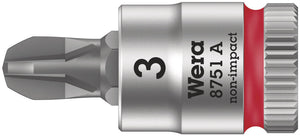 Wera 8751 A Phillips Zyklop bit socket, 1/4" drive 05003352001