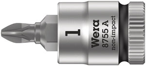 Wera 8755 A Pozidriv Zyklop bit socket, 1/4" drive 05003353001