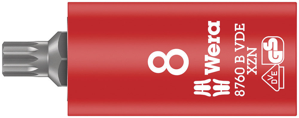 Wera 8760 B VDE XZN Zyklop bit socket, insulated, 3/8" drive, for multi-point socket screws 05004940001