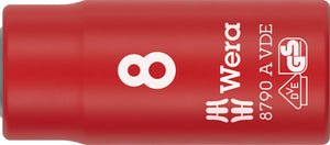 Wera 8790 A VDE Zyklop Socket, insulated, with 1/4" drive 05005935001