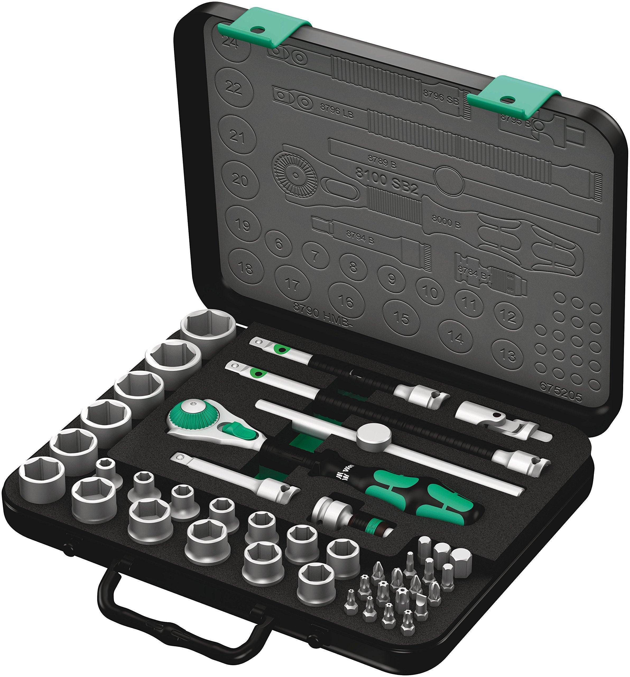 Wera 8100 SA 2 Zyklop Speed Ratchet Set, 1/4" drive, metric, 42 pieces (05003533001) - Apollo Industries 