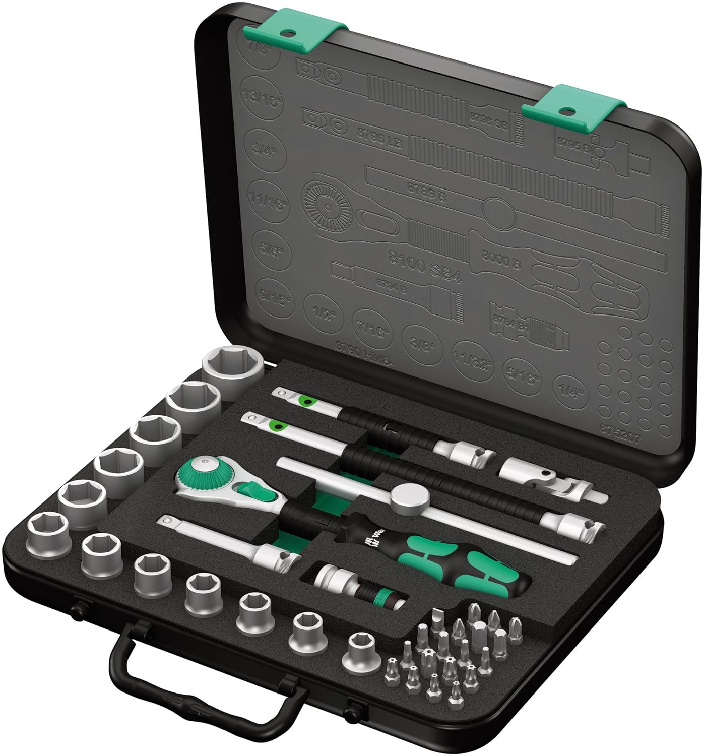 Wera 8100 SB 4 Zyklop Speed Ratchet Set, 3/8" drive, imperial, 38 pieces (05003596001) - Apollo Industries 