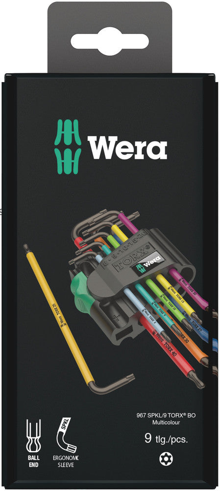 Wera 967/9 TX BO Multicolour 1 SB L-key set for tamper-proof TORX® screws, BlackLaser 05073599001