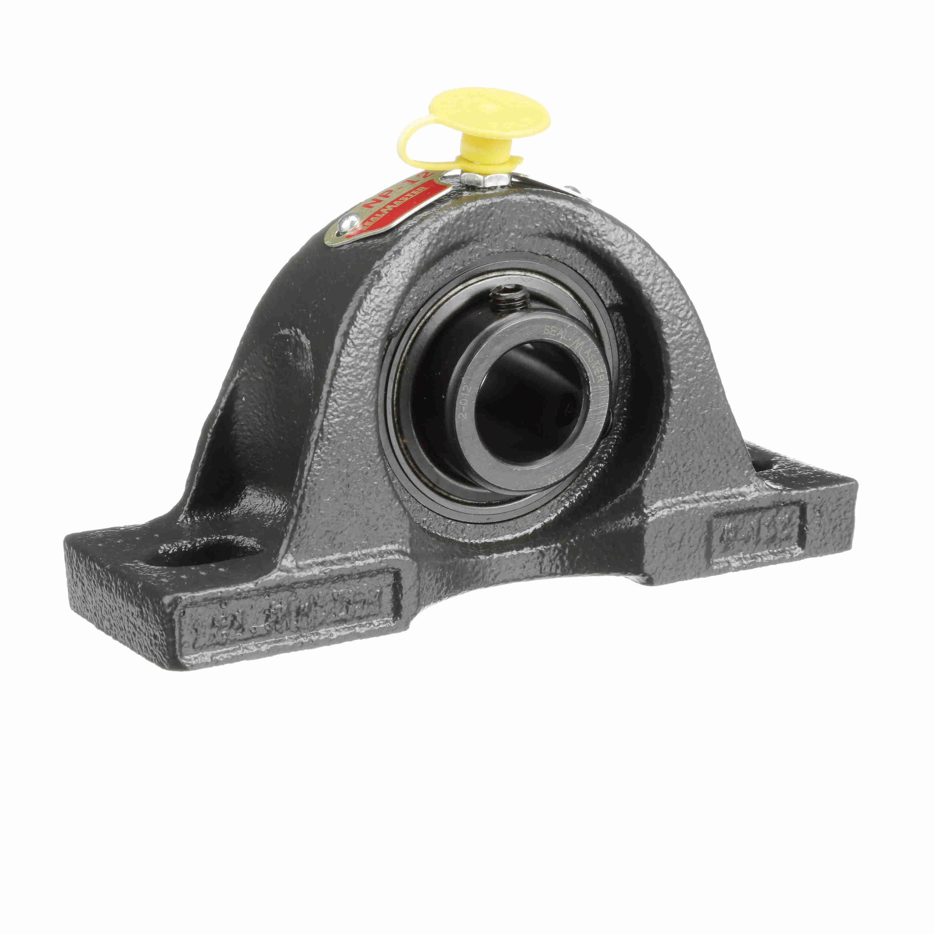 Sealmaster NP-12 Mounted Cast Iron Two Bolt Pillow Block Ball Bearing Steel, Black Oxided - Setscrew Lock
