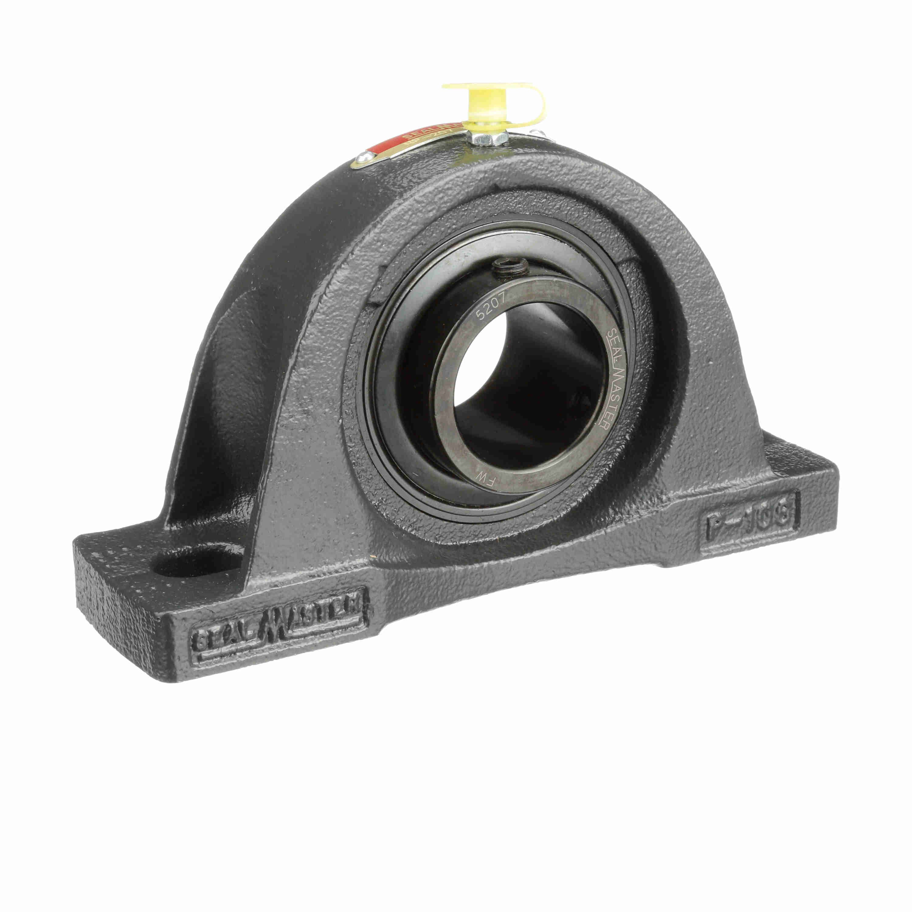 Sealmaster NP-207 Mounted Cast Iron Two Bolt Pillow Block Ball Bearing Steel, Black Oxided - Setscrew Lock