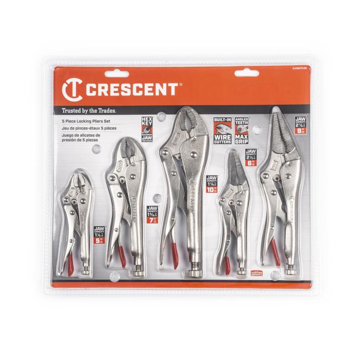 Crescent CLP5SETN-08 - 5 Piece Curved and Long Nose Locking Plier Set