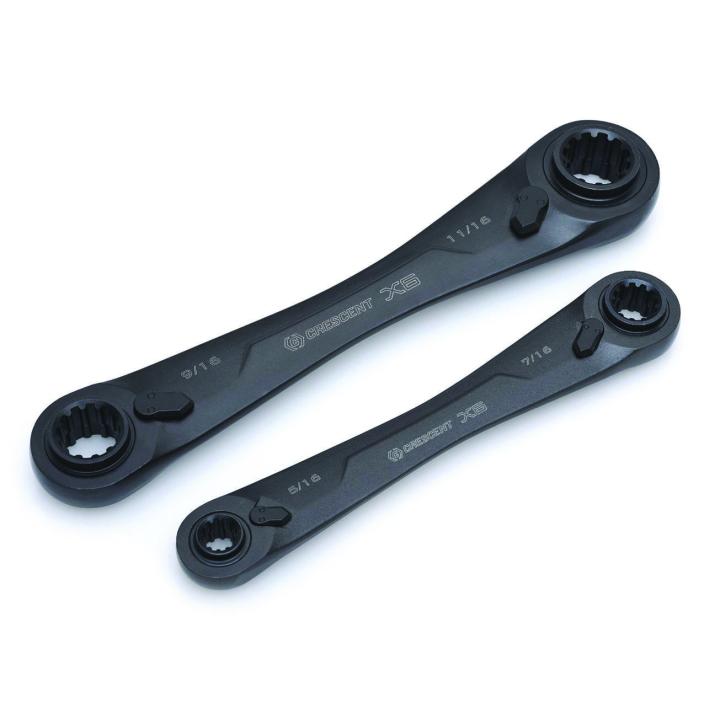 Crescent CX6DBS2 - 2 Piece X6™ 4-in-1 Black Oxide Spline Ratcheting SAE Wrench Set