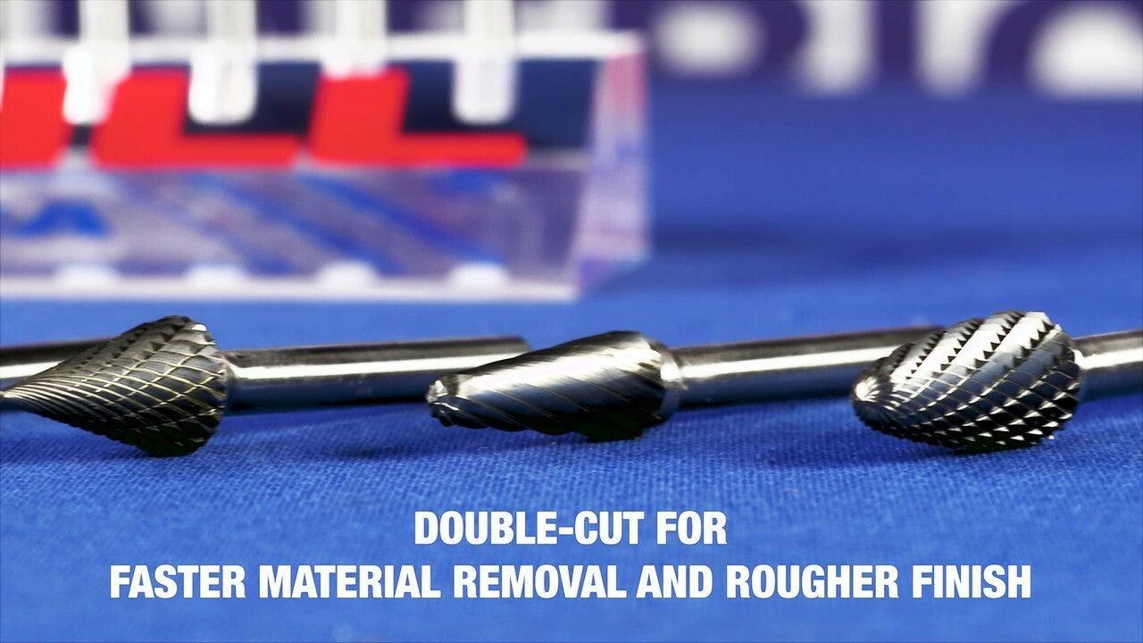 Photo showing double cut of the tool