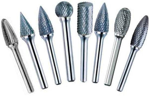 Image of a set of 8 carbide deburring tools