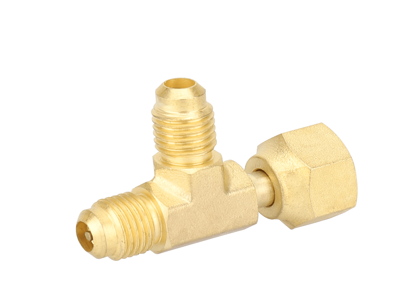 NAVAC F1027 - 1/4″ Access Tee Connector with Flare Nut, 1/4″ SAE x 1/4″ FE SAE Swivel