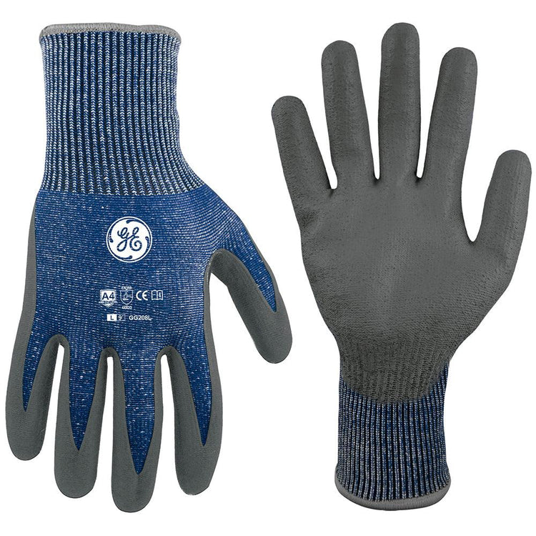 General Electric 13 GA PU Dipped Gloves A4 cut resistant gloves - Apollo Industries 