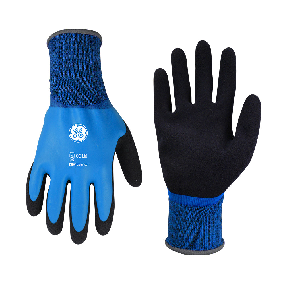 General Electric 15 GA Waterproof Sandy Latex Double Dipped Gloves general purpose gloves Unisex (GG211)