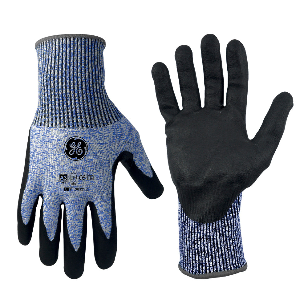 General Electric 13 GA Micro Foam Nitrile Dipped Gloves A3 cut resistant gloves - Apollo Industries 