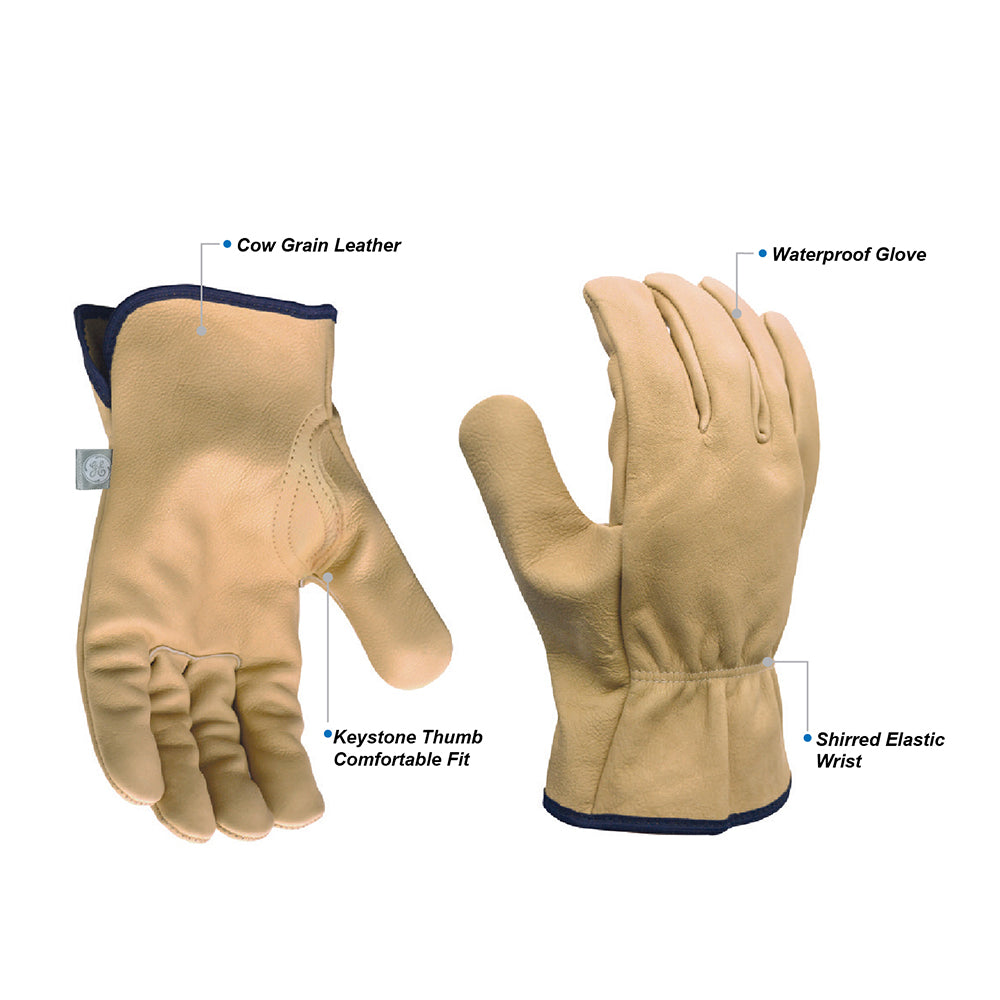 General Electric Waterproof Cow Grain Leather Driver Gloves Unisex (GG301)