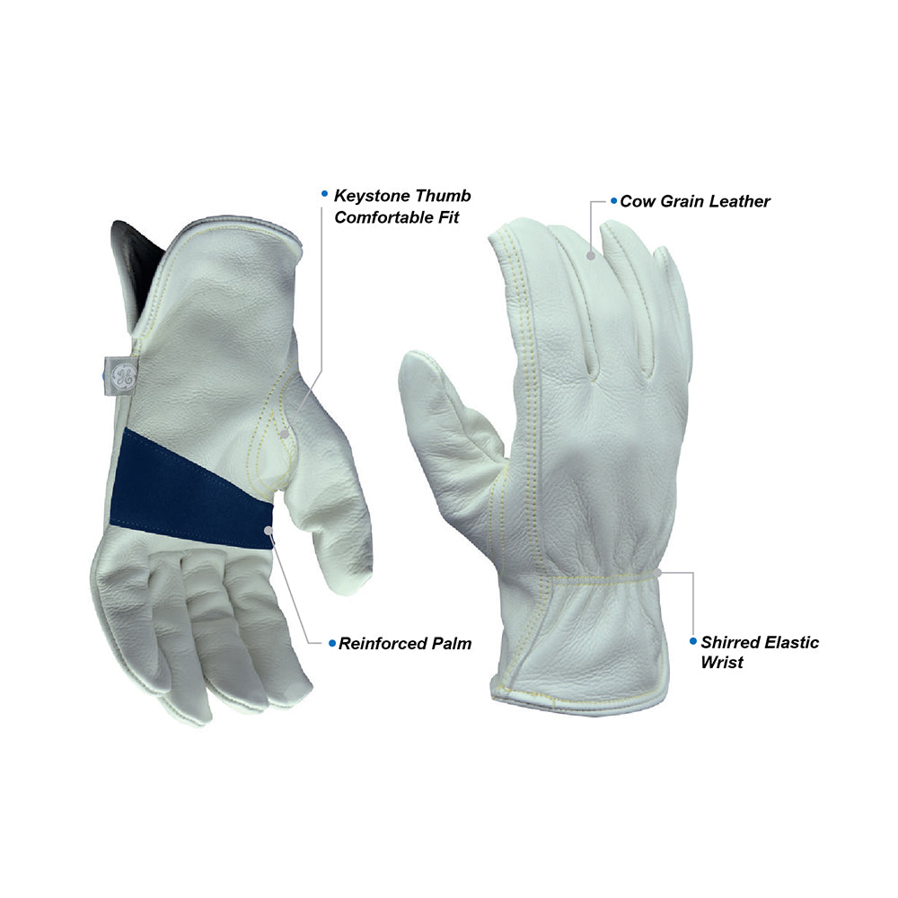 General Electric Reinforced Palm Cow Grain Leather Driver Gloves Unisex (GG307)