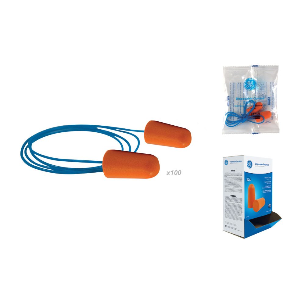 General Electric Corded Bullet Shaped Earplugs 32 dB NRR – 100 PAIRS (GP426)