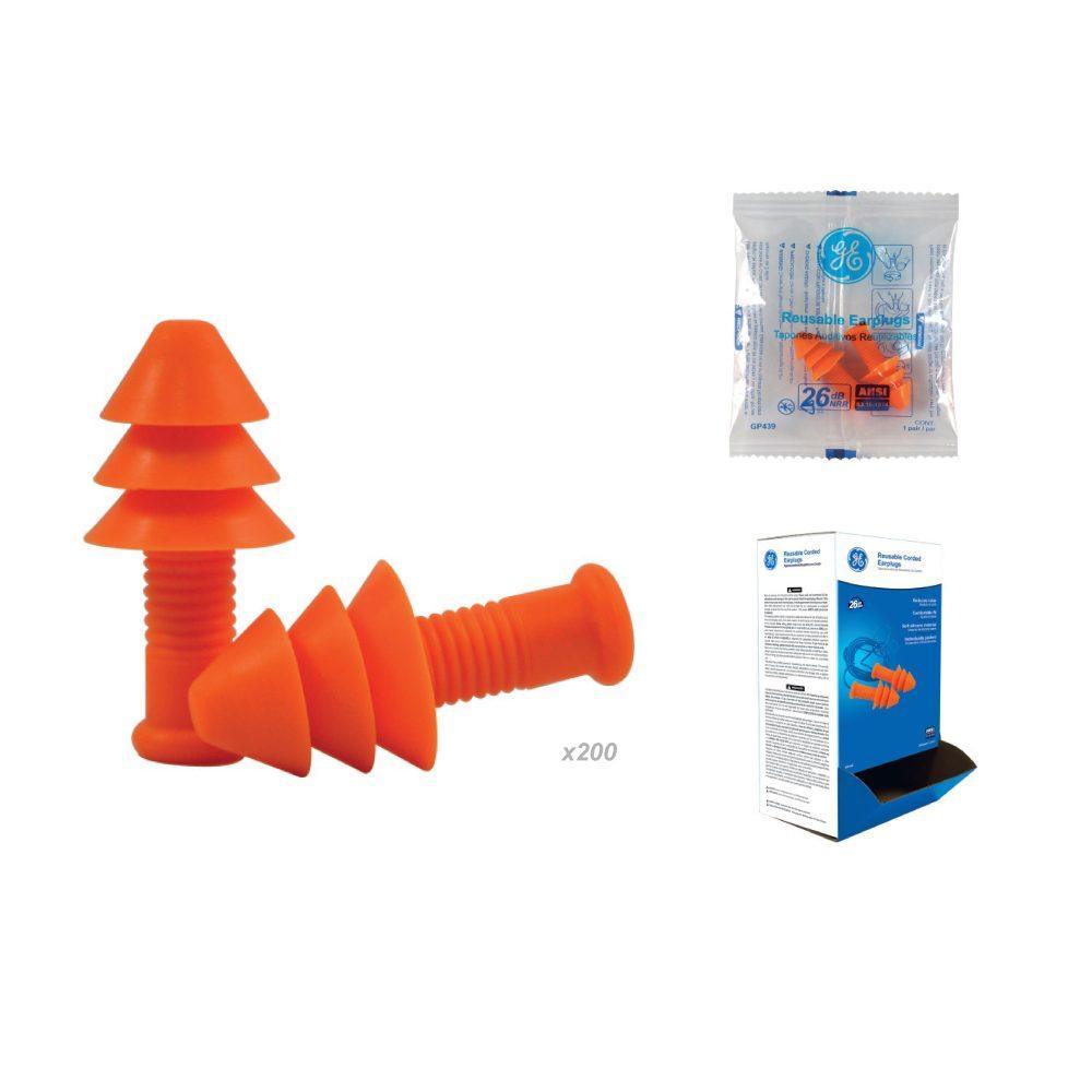 General Electric Christmas Tree Silicone Earplug 26 dB NRR - 200 PAIRS (GP439)