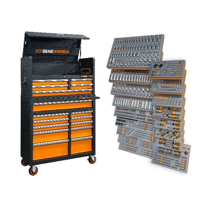 GearWrench MEGAMOD1268B - 873 Piece MEGAMOD Mechanics Tool Set in Premium Modular Foam Trays with Tool Storage