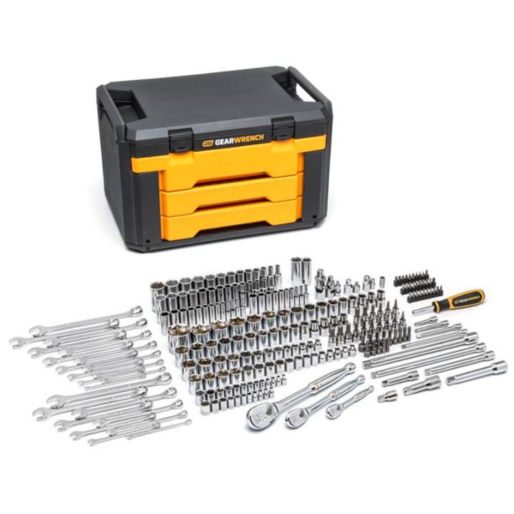 GearWrench 80966 - 243 Piece 6 Point Mechanics Tool Set in 3 Drawer Storage Box