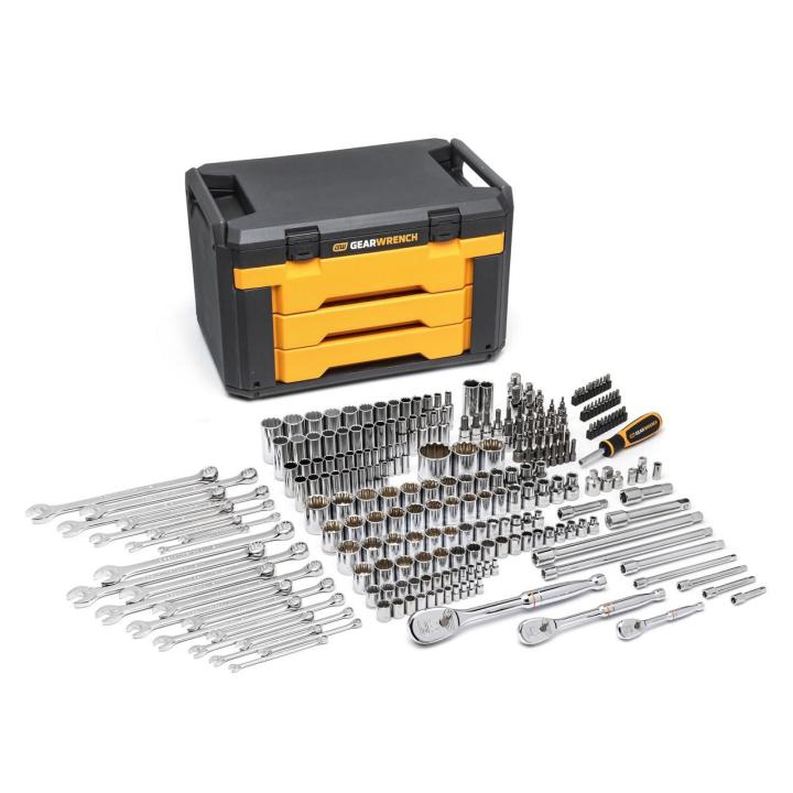 GearWrench 80972 - 243 Piece 12 Point Mechanics Tool Set in 3 Drawer Storage Box