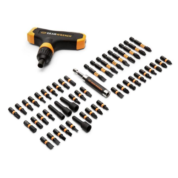 GearWrench 83535 - 51 Piece 1/4" Hex Micro Bits Set with Ratcheting T-Handle