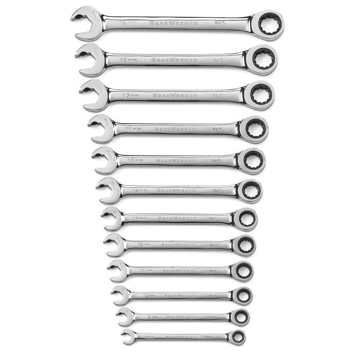 GearWrench 85597 - 12 Piece 72-Tooth 12 Point Open End Ratcheting Metric Wrench Set
