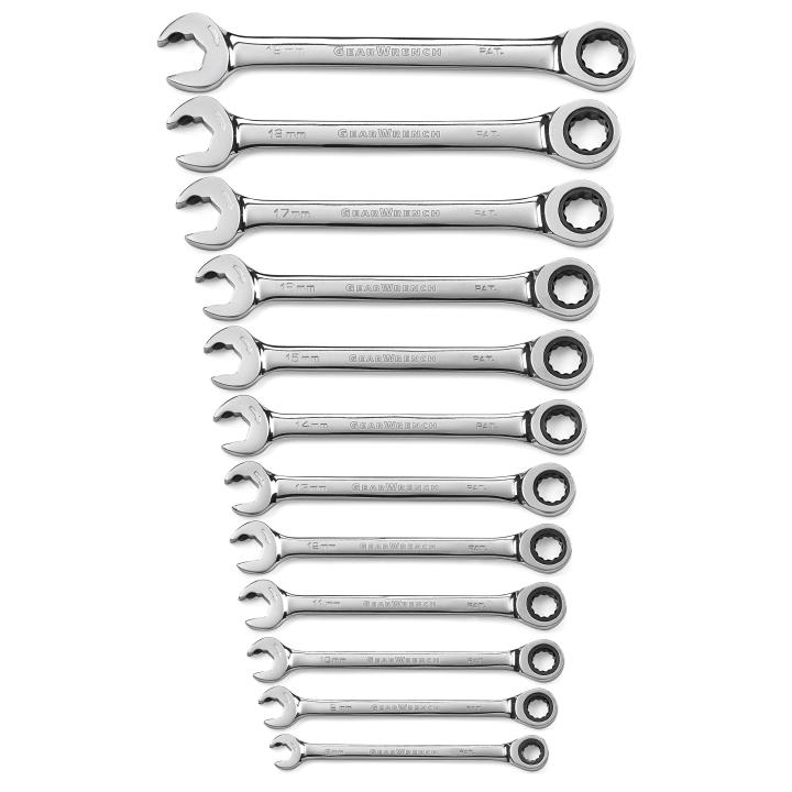 GearWrench 85597 - 12 Piece 72-Tooth 12 Point Open End Ratcheting Metric Wrench Set