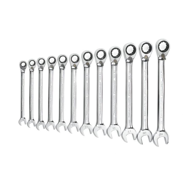 GearWrench 9620N - 12 Piece 72-Tooth 12 Point Reversible Ratcheting Combination Metric Wrench Set