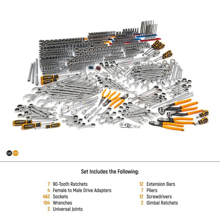 GearWrench MEGAMODMRO - 614 Piece MEGAMOD Master Mechanics Hand Tool Set with Modular Foam Trays and Mobile Work Station