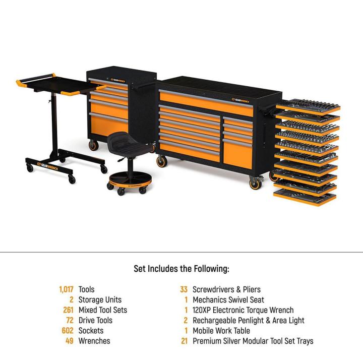 GearWrench MEGAMOD1024 - 1024 Piece MEGAMOD Master Mechanics Tool Set in Premium Modular Foam Trays with Tool Storage