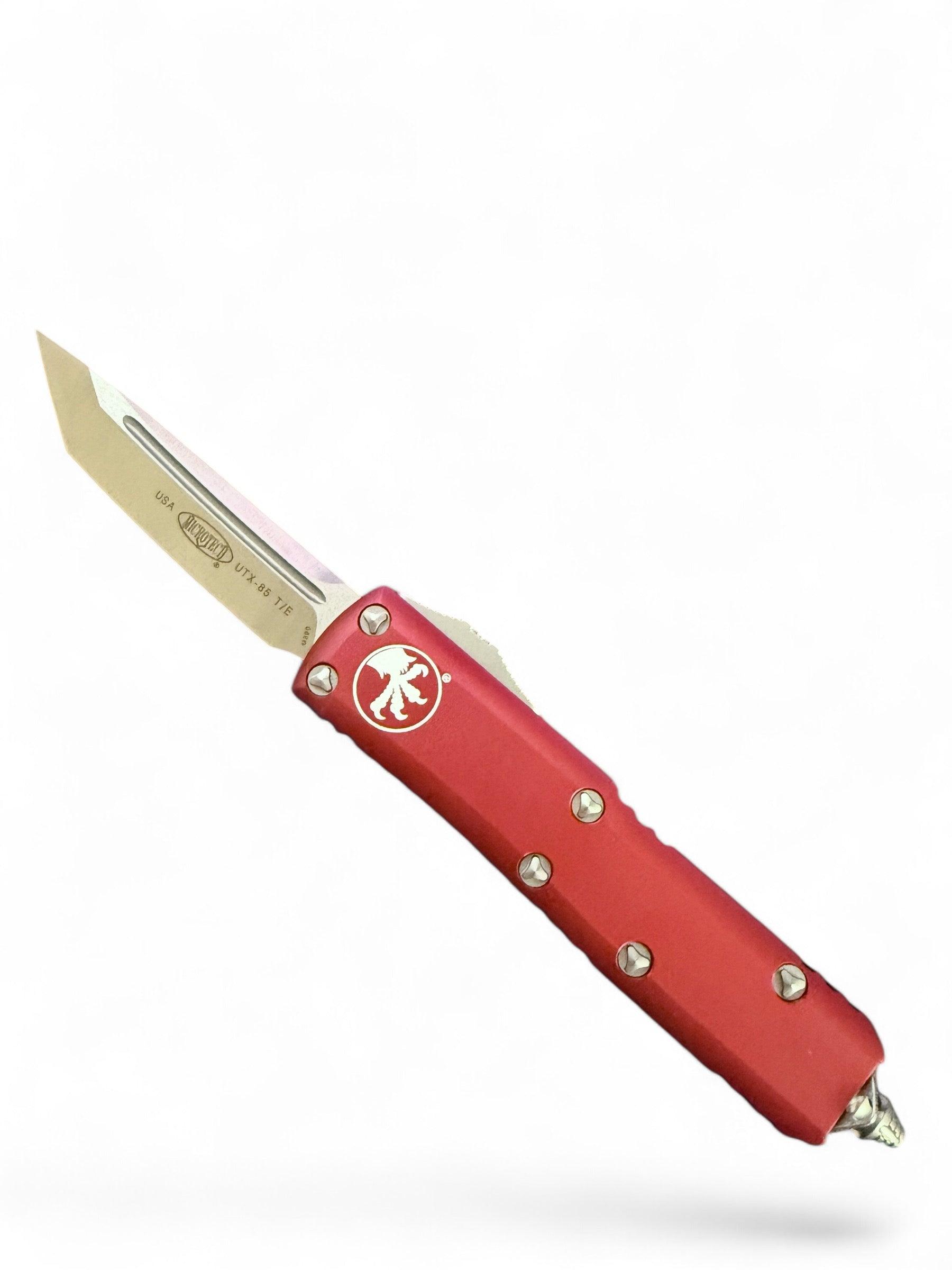 Microtech UTX-85 Red OTF Automatic Knife 3" Satin Tanto 233-4RD