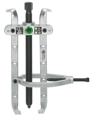 Heavy-duty metal gear puller tool with adjustable arms and threaded center bolt