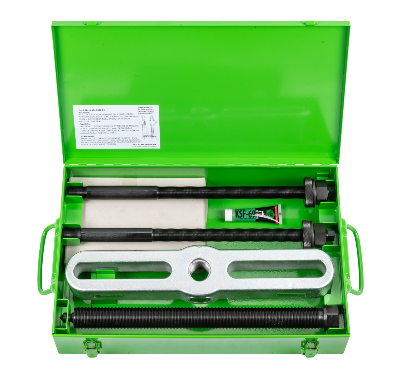 kukko 18-4saf puller set in metal case for saf axles for saf axles of the series 18 is used for pulling axles on trucks in the automotive field