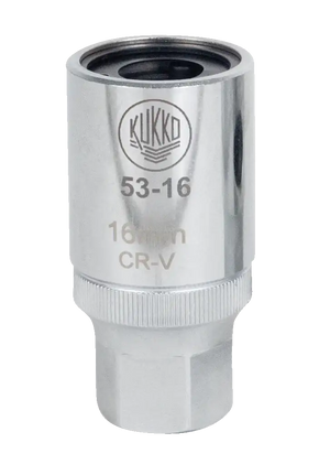 Kukko 16mm chrome socket adapter, heavy-duty shop tool, engraved model 53-16