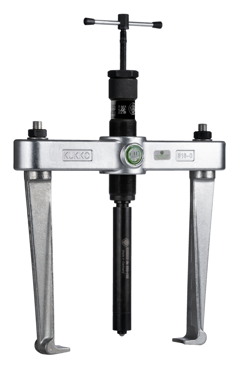 kukko 820-0 2-jaw puller with hydraulic spindle, up to 225 mm spread, 225 mm reach for safely pulling particularly stubborn bearings, gears, and discs in all common sizes for handcraft, w