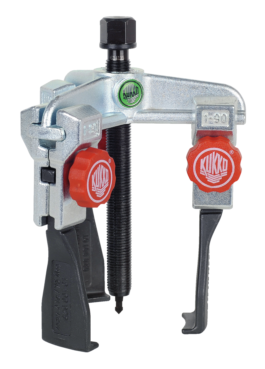kukko 30-1+s 3-arm universal puller 90 x 100 mm with narrow, quick-adjustable trigger hooks for safe and user-friendly extraction of bearings, gears, and disks in all common sizes for crafts, work