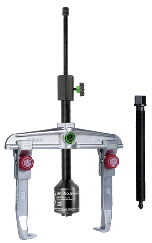 Heavy-duty industrial gear puller tool with metal arms and threaded center bolt