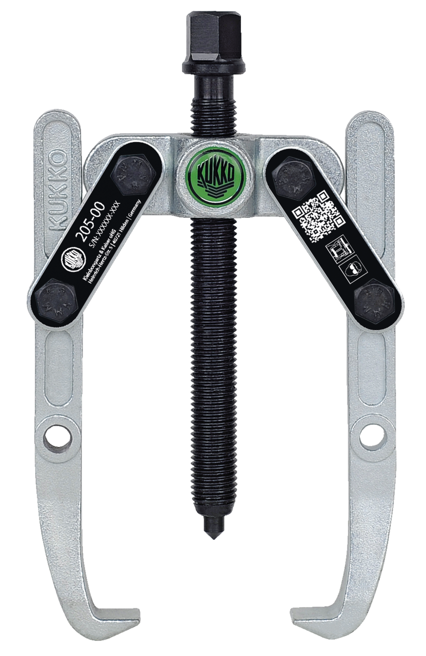 kukko 205-00 heavy duty, 2-armed lug puller 100 x 100 mm with oscillating and height-adjustable puller legs for central extraction of large bearings, gears, and discs in all common sizes for crafts, workshops, an